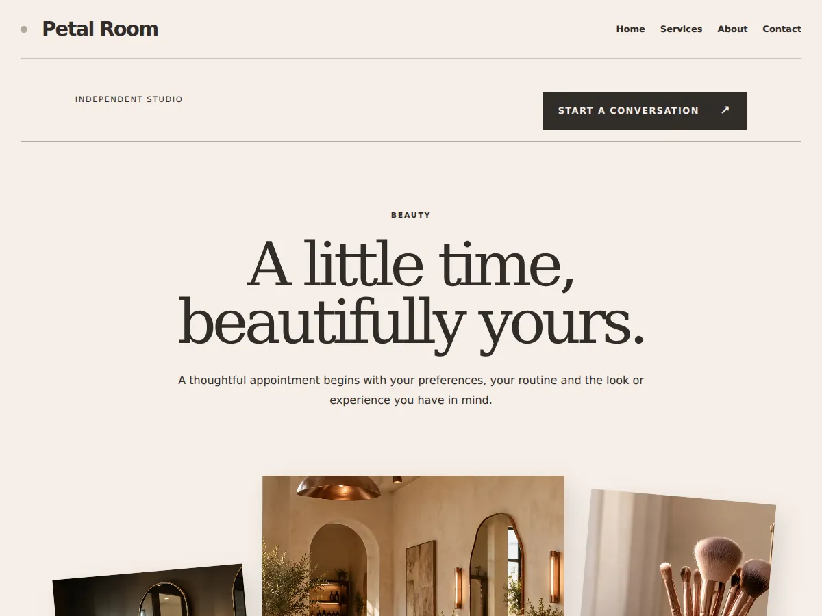 Curated studio collage example website homepage