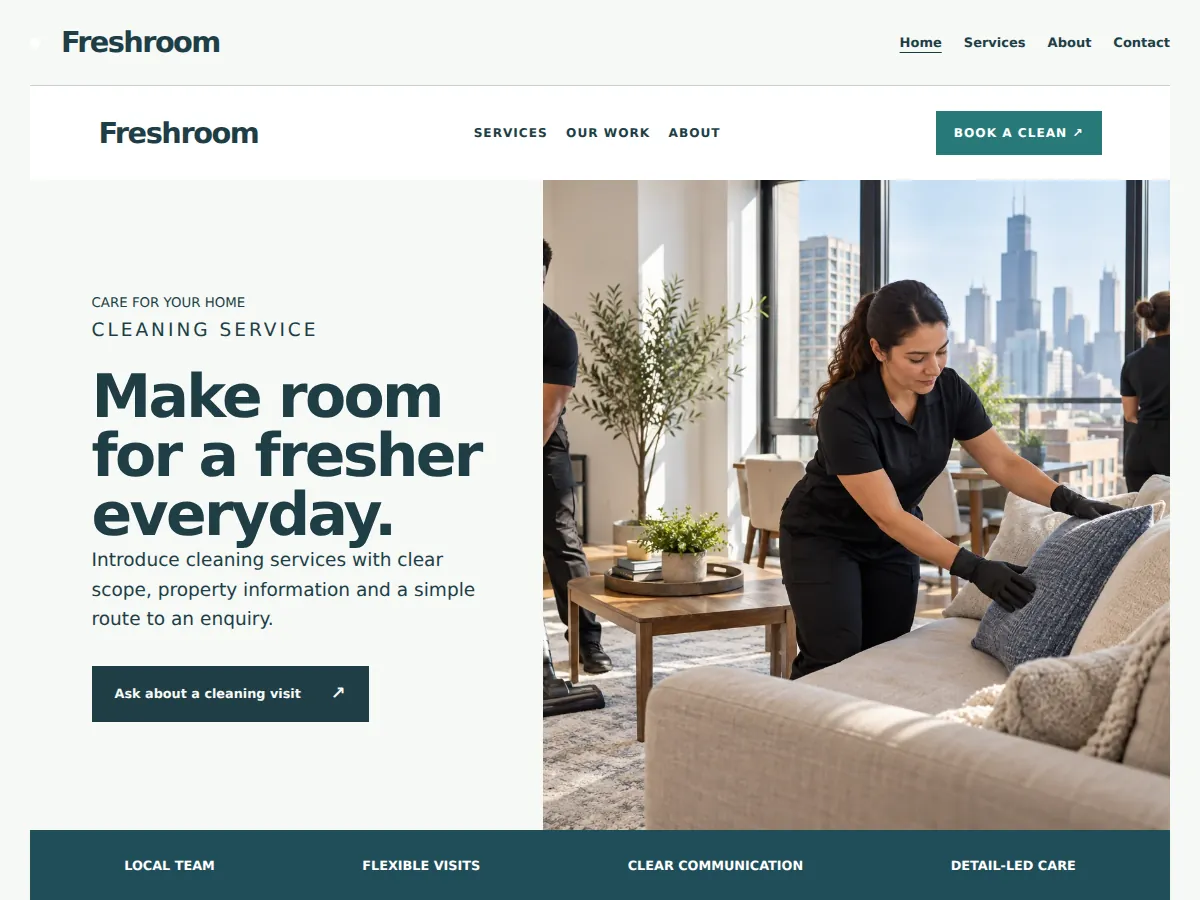 Results and booking gallery example website homepage