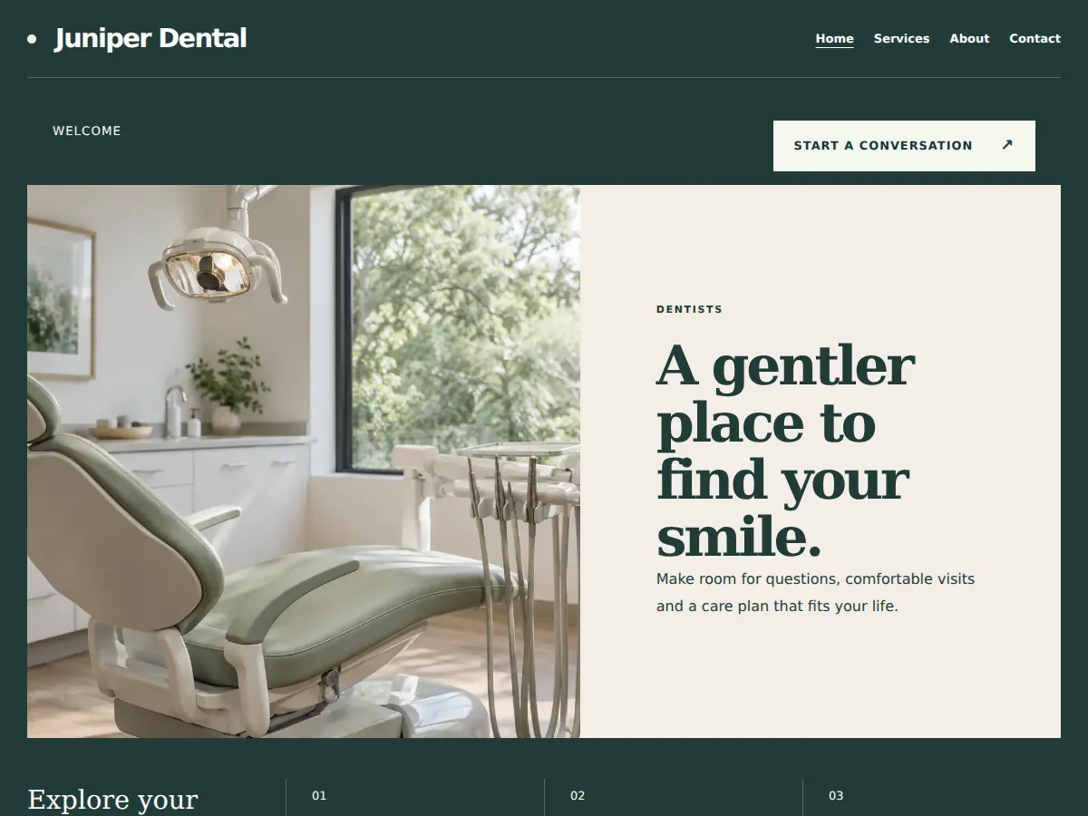 Guided consultation sample website showing its homepage layout