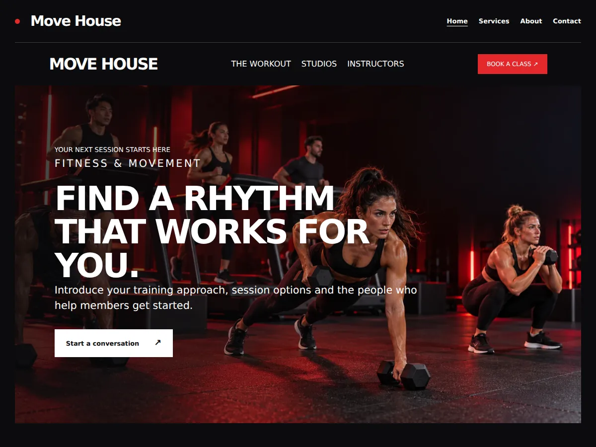 Red interval sample website showing its homepage layout