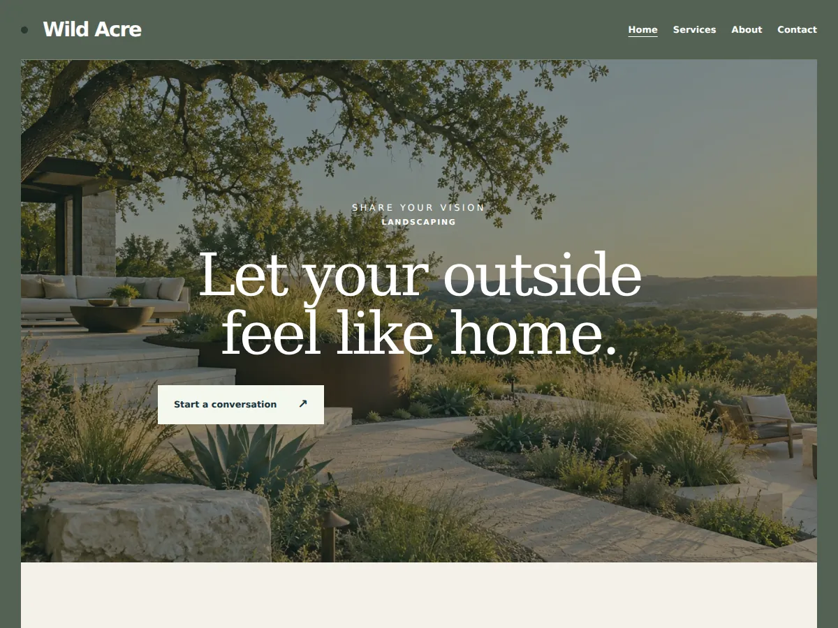 The finer outdoors sample website showing its homepage layout