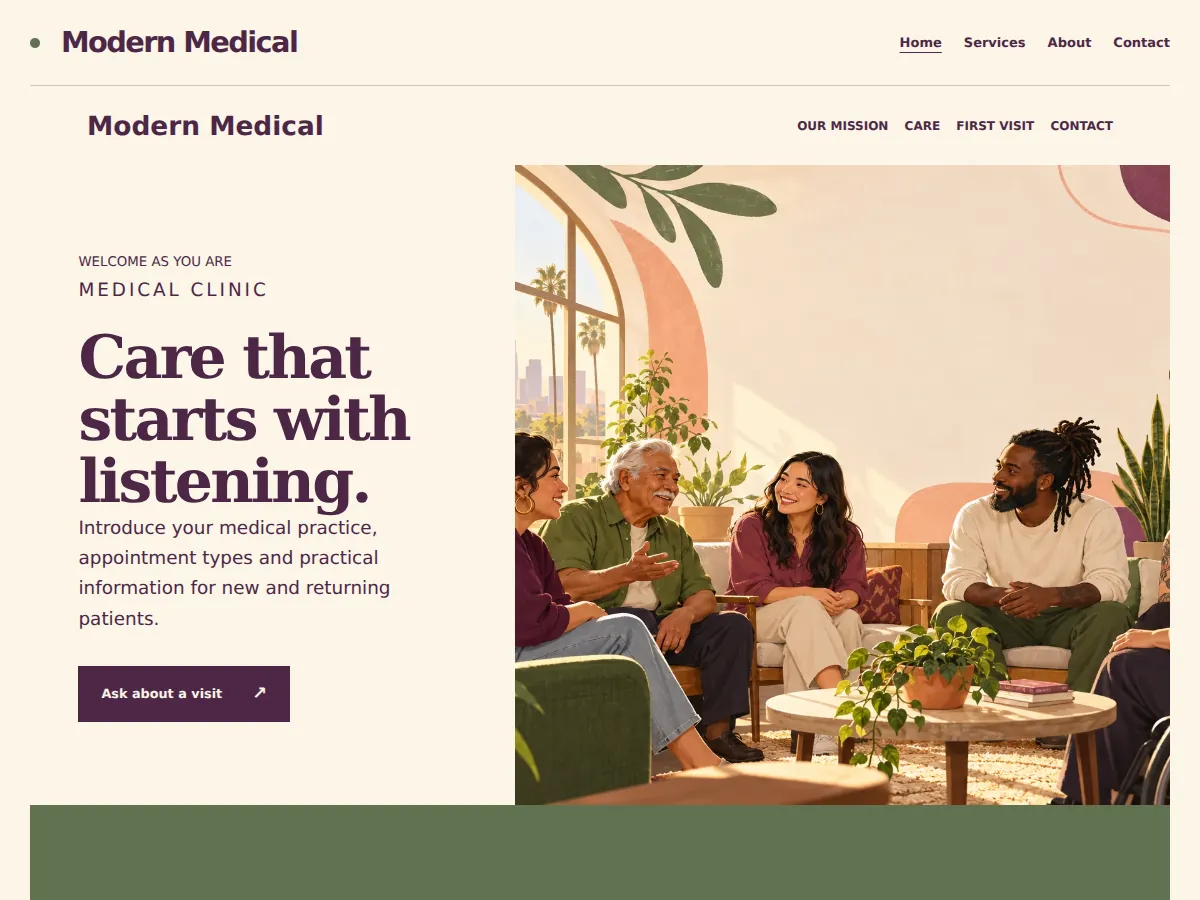 Community care manifesto sample website showing its homepage layout