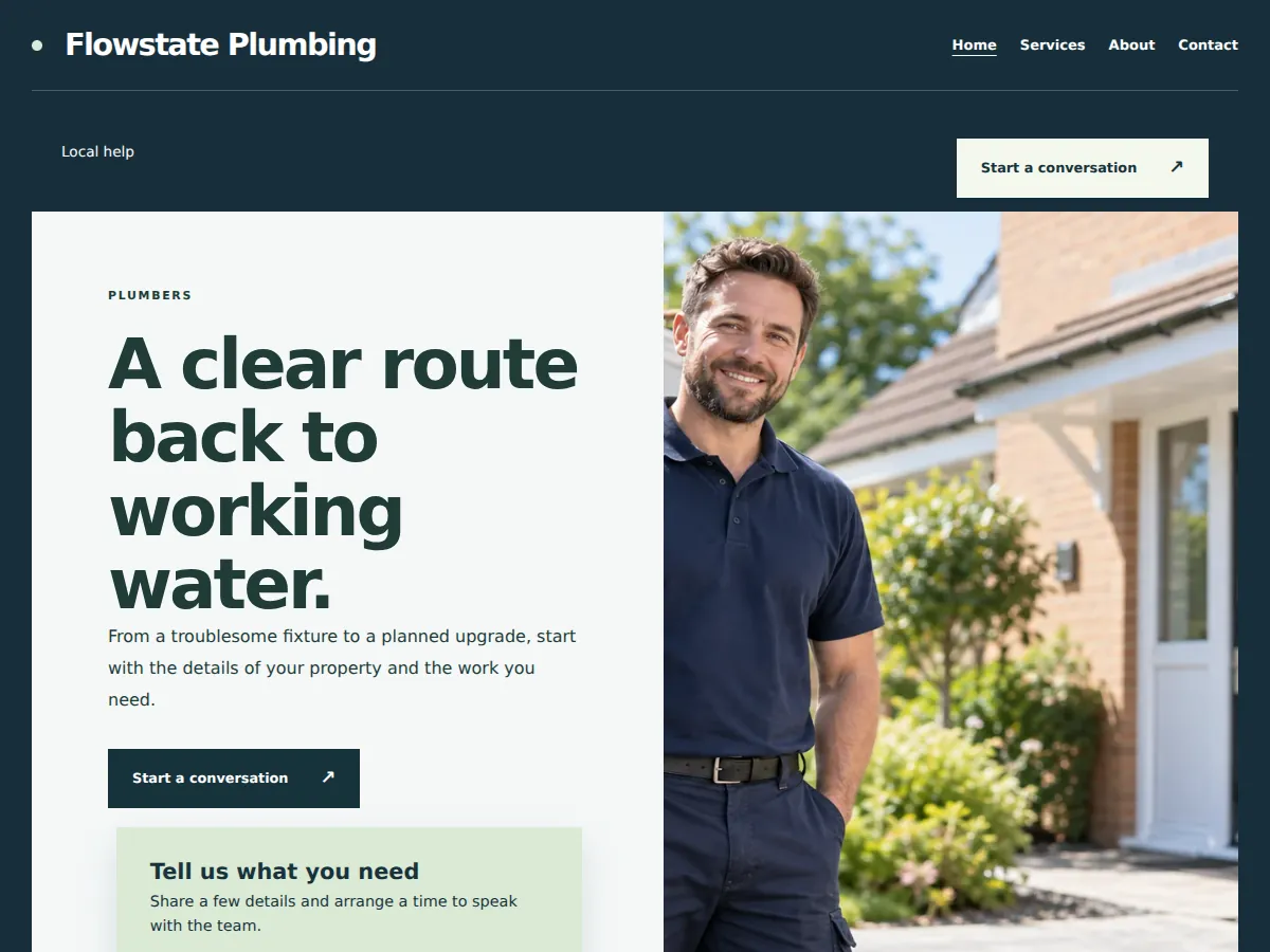 Direct response sample website showing its homepage layout