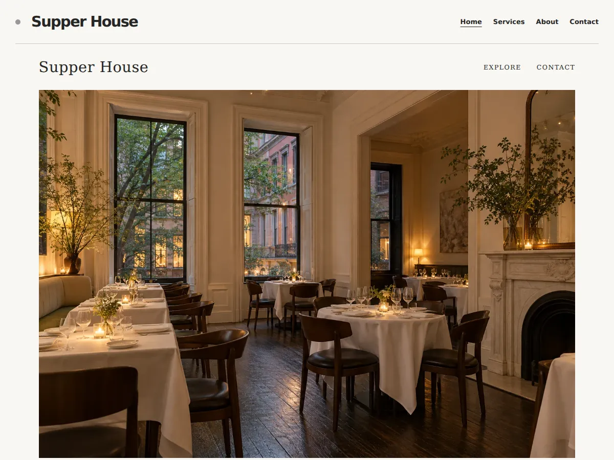 Townhouse editorial sample website showing its homepage layout