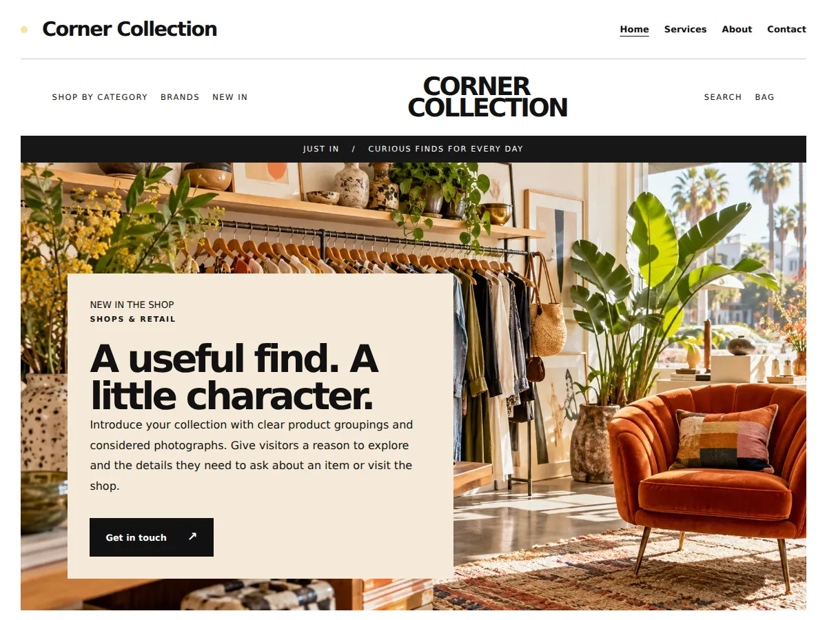 Creative lookbook sample website showing its homepage layout