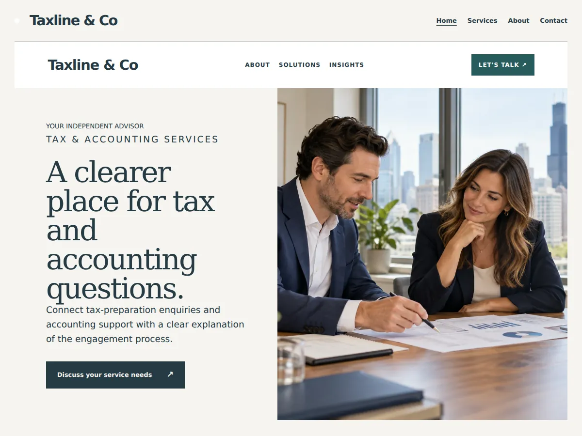 Advisory advocacy and proof sample website showing its homepage layout