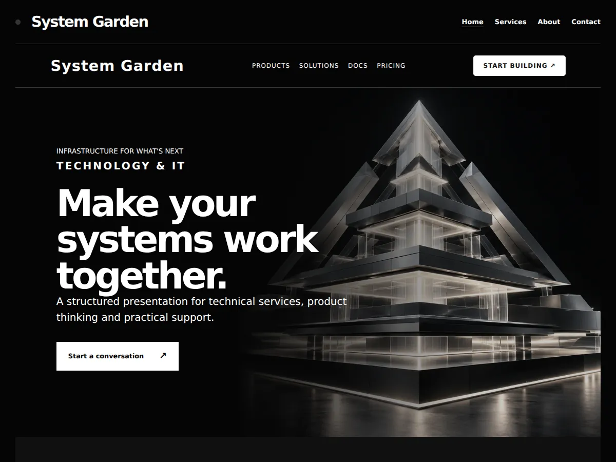 Deploy stage sample website showing its homepage layout