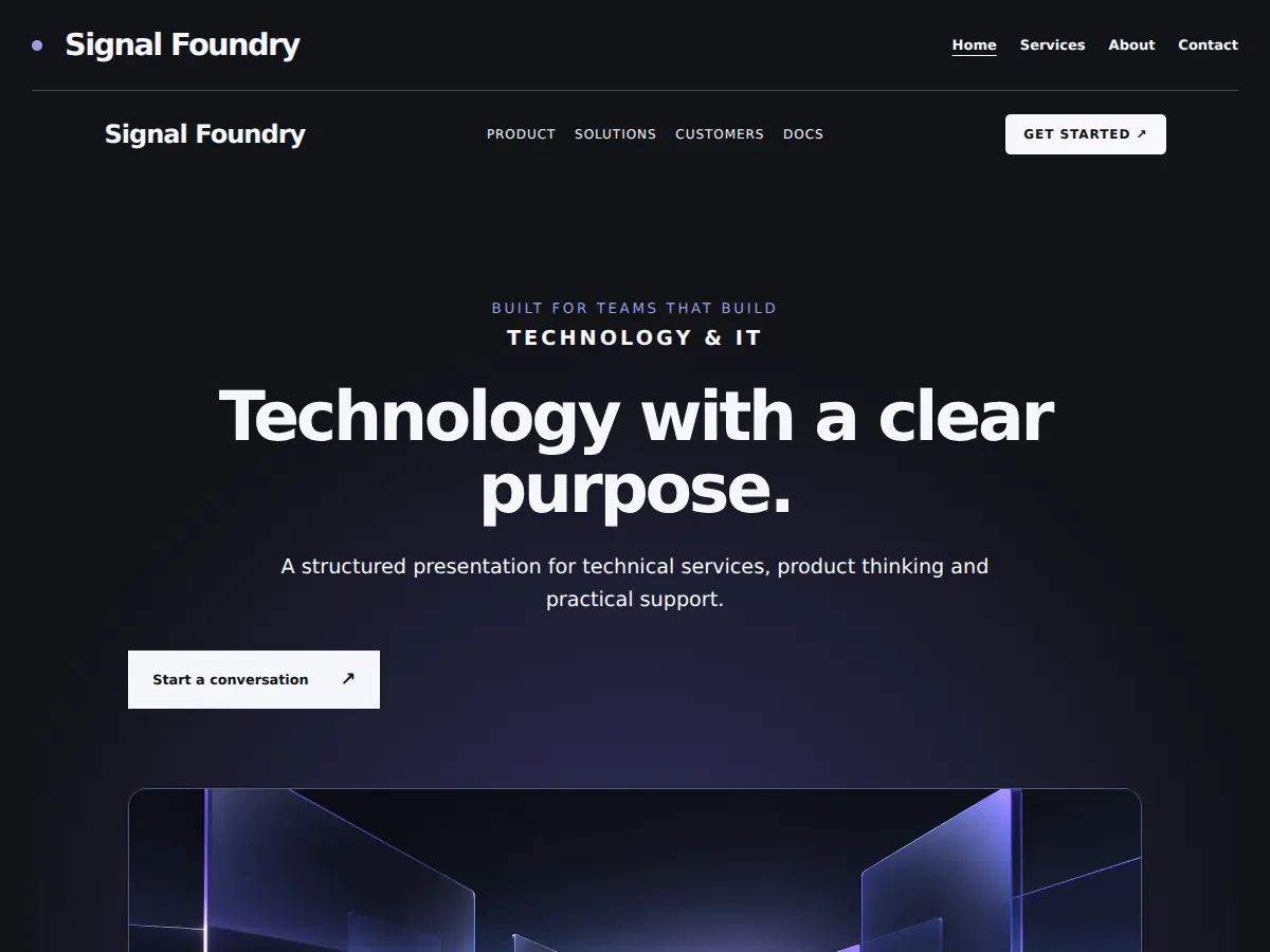 Contreol Product system sample website with its own layout, images and interior pages